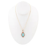 Champs Blue Turquoise and Orange Coral Golden Pendant Necklace - Barse Jewelry