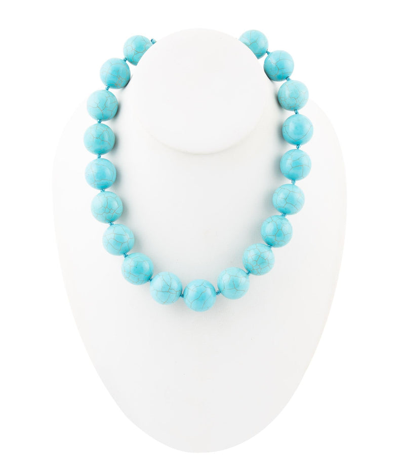 Chuncky Blue Magnesite Rounds Necklace - Barse Jewelry