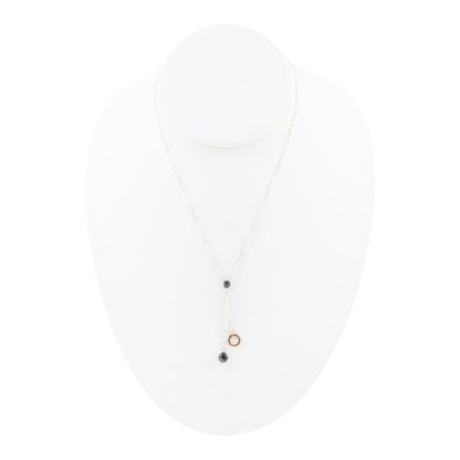 Circle Two-Toned Grey Labradorite Sterling Silver Necklace - Barse Jewelry