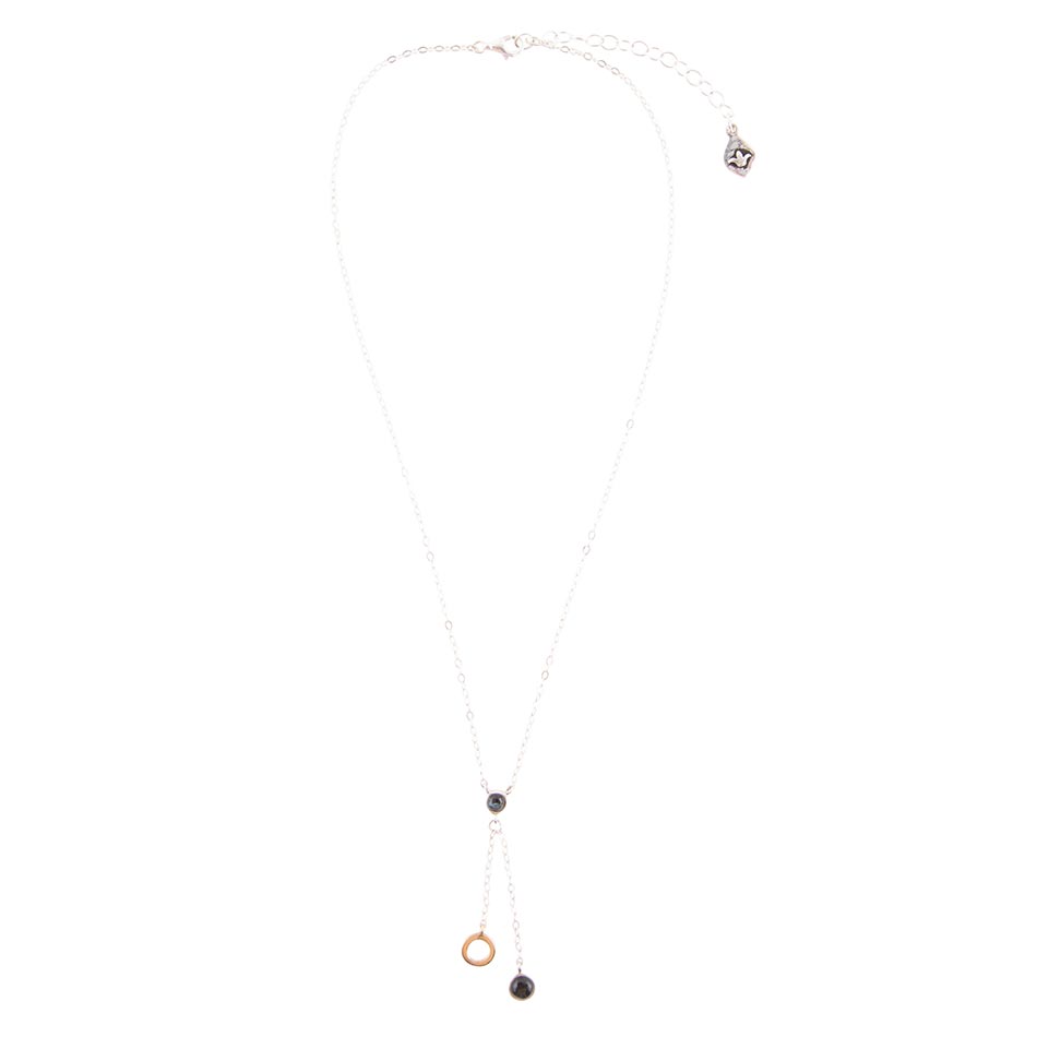 Circle Two-Toned Grey Labradorite Sterling Silver Necklace - Barse Jewelry