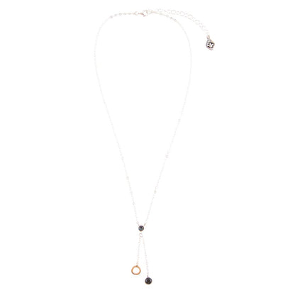 Circle Two-Toned Grey Labradorite Sterling Silver Necklace - Barse Jewelry