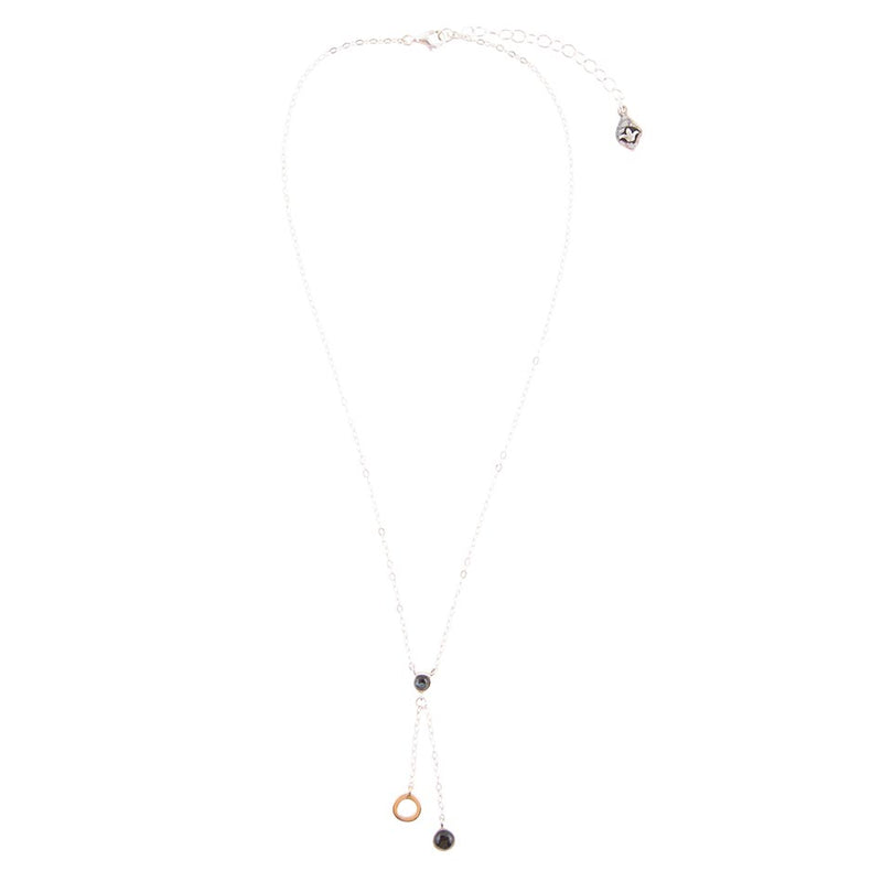 Circle Two-Toned Grey Labradorite Sterling Silver Necklace - Barse Jewelry