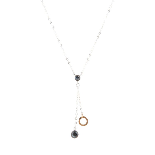 Circle Two-Toned Grey Labradorite Sterling Silver Necklace