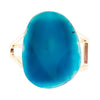 Cobalt Blue Agate Slab Cuff Golden Bracelet - Barse Jewelry