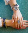 Cobalt Blue Lapis and Golden Stretch Bracelet Set - Barse Jewelry