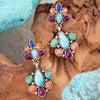 Concho Colorful Double Golden Drop Earrings - Barse Jewelry