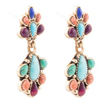 Concho Colorful Double Golden Drop Earrings - Barse Jewelry