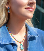 Concho Colorful Double Golden Drop Earrings - Barse Jewelry