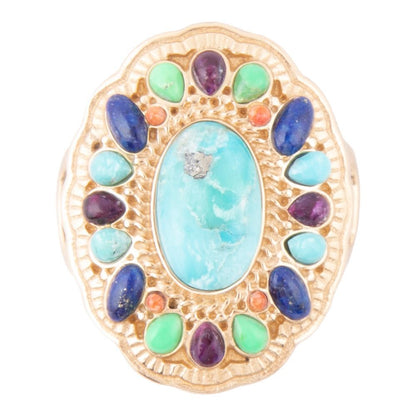Concho Colorful Golden Statement Ring - Barse Jewelry
