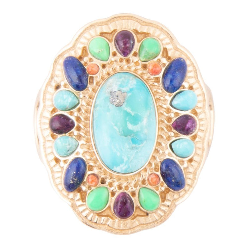 Concho Colorful Golden Statement Ring - Barse Jewelry