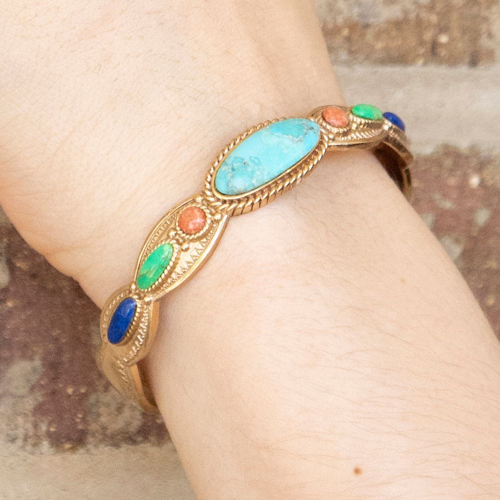 Concho Colourfull Golden Cuff Bracelet - Barse Jewelry
