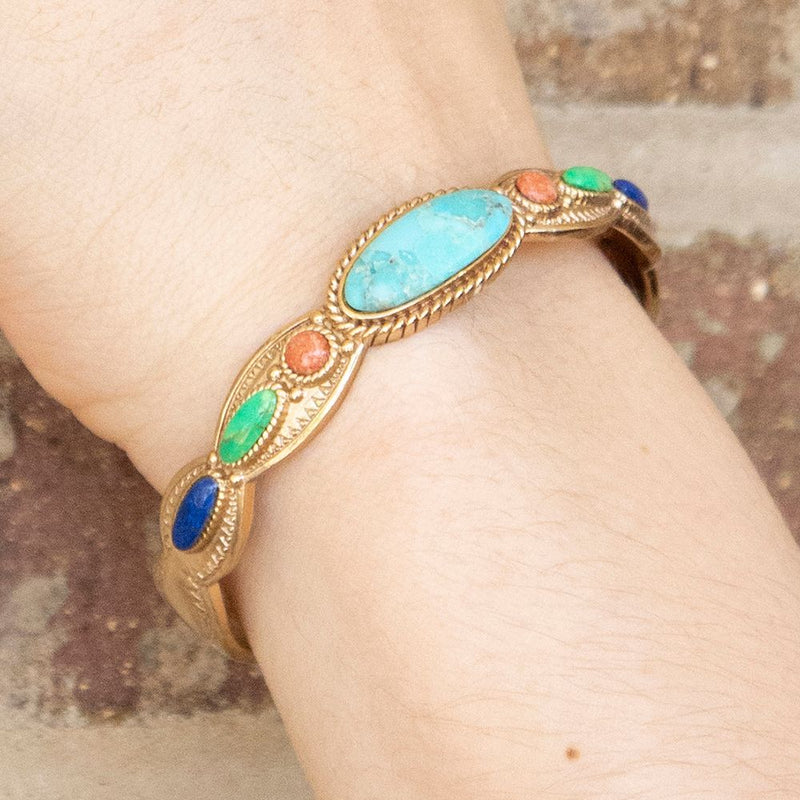 Concho Colourfull Golden Cuff Bracelet - Barse Jewelry