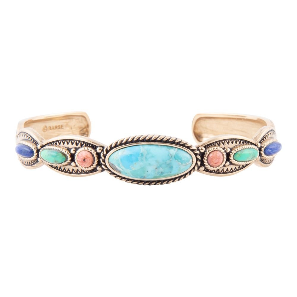 Concho Colourfull Golden Cuff Bracelet - Barse Jewelry
