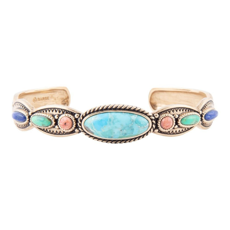 Concho Colourfull Golden Cuff Bracelet - Barse Jewelry