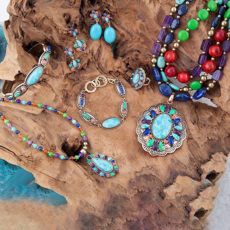 Concho Colourfull Golden Cuff Bracelet - Barse Jewelry