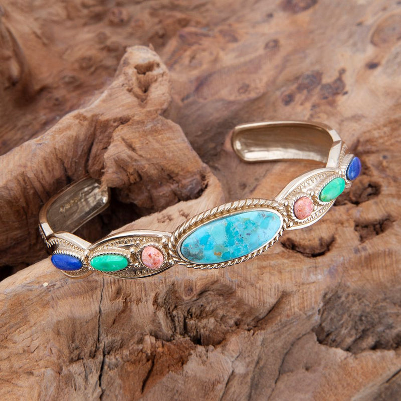 Concho Colourfull Golden Cuff Bracelet - Barse Jewelry