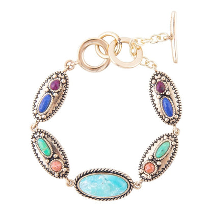 Concho Colourfull Golden Link Bracelet - Barse Jewelry