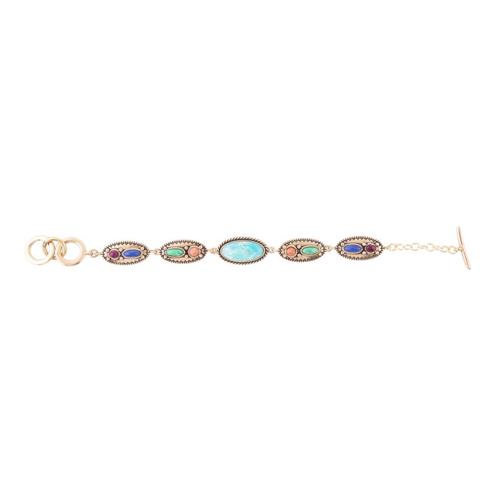 Concho Colourfull Golden Link Bracelet - Barse Jewelry