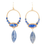 Concho Denim Blue Lapis and Kyanite Golden Drop Earrings - Barse Jewelry