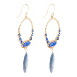 Concho Denim Blue Lapis and Kyanite Golden Drop Earrings - Barse Jewelry