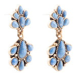 Concho Denim Blue Lapis Double Golden Drop Earrings - Barse Jewelry
