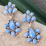 Concho Denim Blue Lapis Double Golden Drop Earrings - Barse Jewelry