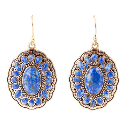 Concho Denim Blue Lapis Golden Drop Earrings - Barse Jewelry