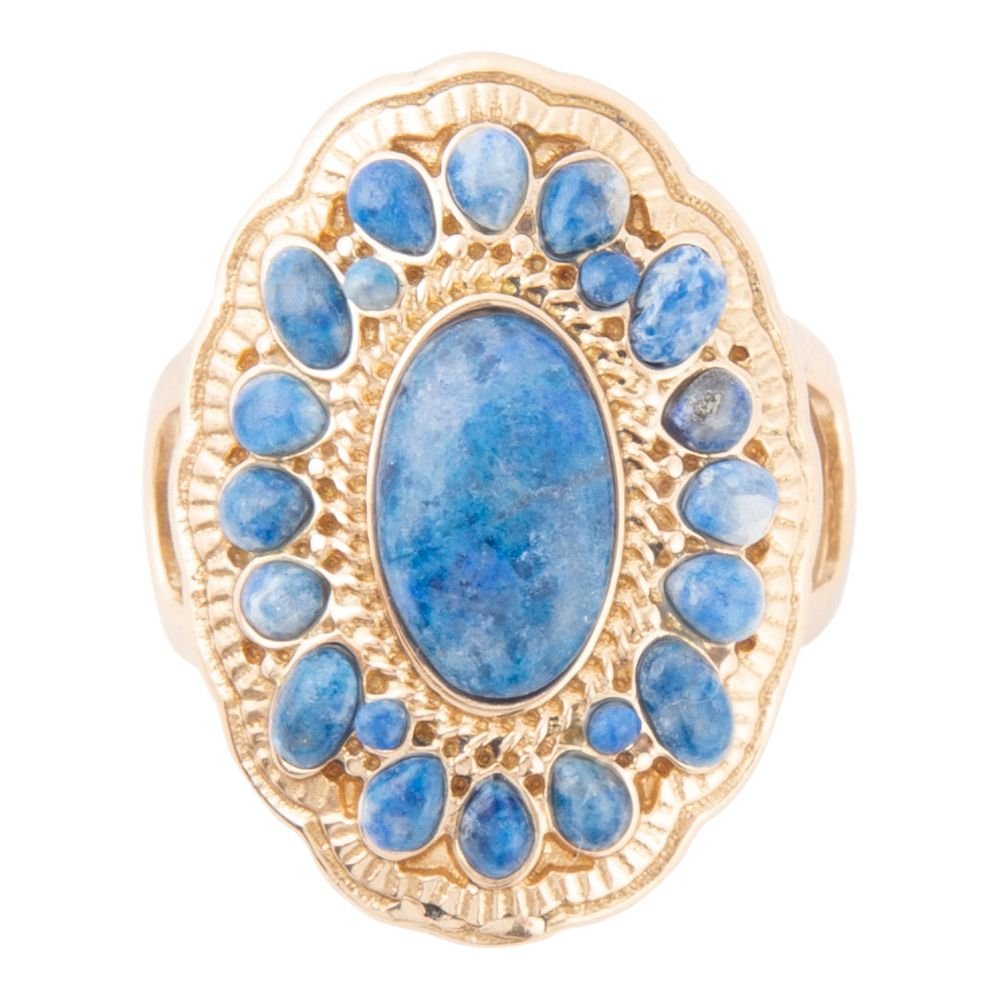 Concho Denim Blue Lapis Golden Ring - Barse Jewelry