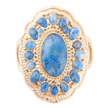 Concho Denim Blue Lapis Golden Ring - Barse Jewelry