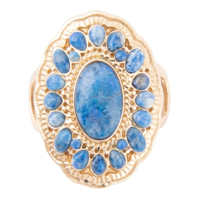 Concho Denim Blue Lapis Golden Ring - Barse Jewelry