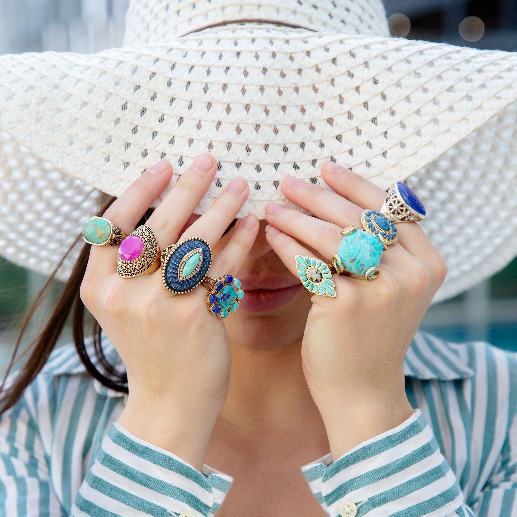 Concho Denim Blue Lapis Golden Ring - Barse Jewelry