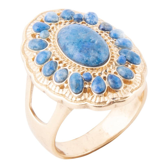 Concho Denim Blue Lapis Golden Ring