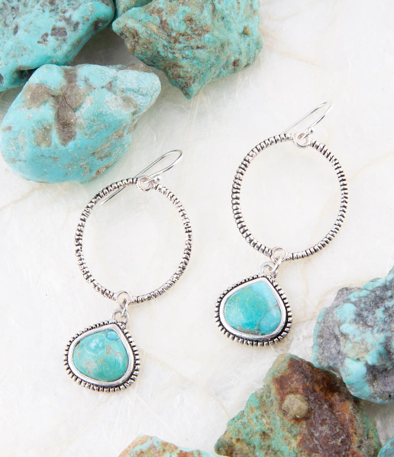 Corinth Blue Turquoise Charms Sterling Silver Earrings - Barse Jewelry