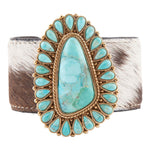 Cowgirl Up Turquoise and Cowhide Cuff Bracelet - Barse Jewelry