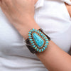 Cowgirl Up Turquoise and Cowhide Cuff Bracelet - Barse Jewelry