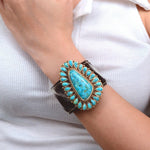 Cowgirl Up Turquoise and Cowhide Cuff Bracelet - Barse Jewelry