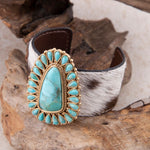 Cowgirl Up Turquoise and Cowhide Cuff Bracelet - Barse Jewelry