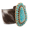 Cowgirl Up Turquoise and Cowhide Cuff Bracelet - Barse Jewelry