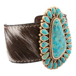 Cowgirl Up Turquoise and Cowhide Cuff Bracelet - Barse Jewelry