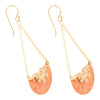 Crescent orange Coral Chandelier Golden Earrings - Barse Jewelry