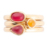 Dainty Stackable Red and Yellow Agate Golden Ring Set - Barse Jewelry