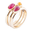 Dainty Stackable Red and Yellow Agate Golden Ring Set - Barse Jewelry