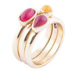 Dainty Stackable Red and Yellow Agate Golden Ring Set - Barse Jewelry