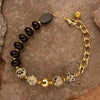 Dalmatian Jasper Black Onyx Golden Link Bracelet - Barse Jewelry