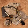 Dalmatian Jasper Black Onyx Golden Pendant Necklace - Barse Jewelry