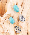 Dalmatian Jasper Blue Magnesite Golden Drop Earrings - Barse Jewelry