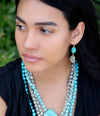 Dalmatian Jasper Blue Magnesite Golden Drop Earrings - Barse Jewelry