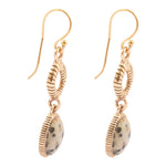 Dalmatian Jasper Golden Drop Earrings - Barse Jewelry