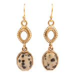 Dalmatian Jasper Golden Drop Earrings - Barse Jewelry