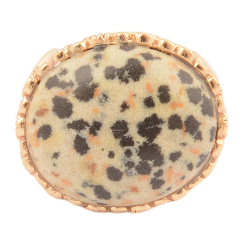 Dalmatian jasper Golden Statement Ring - Barse Jewelry